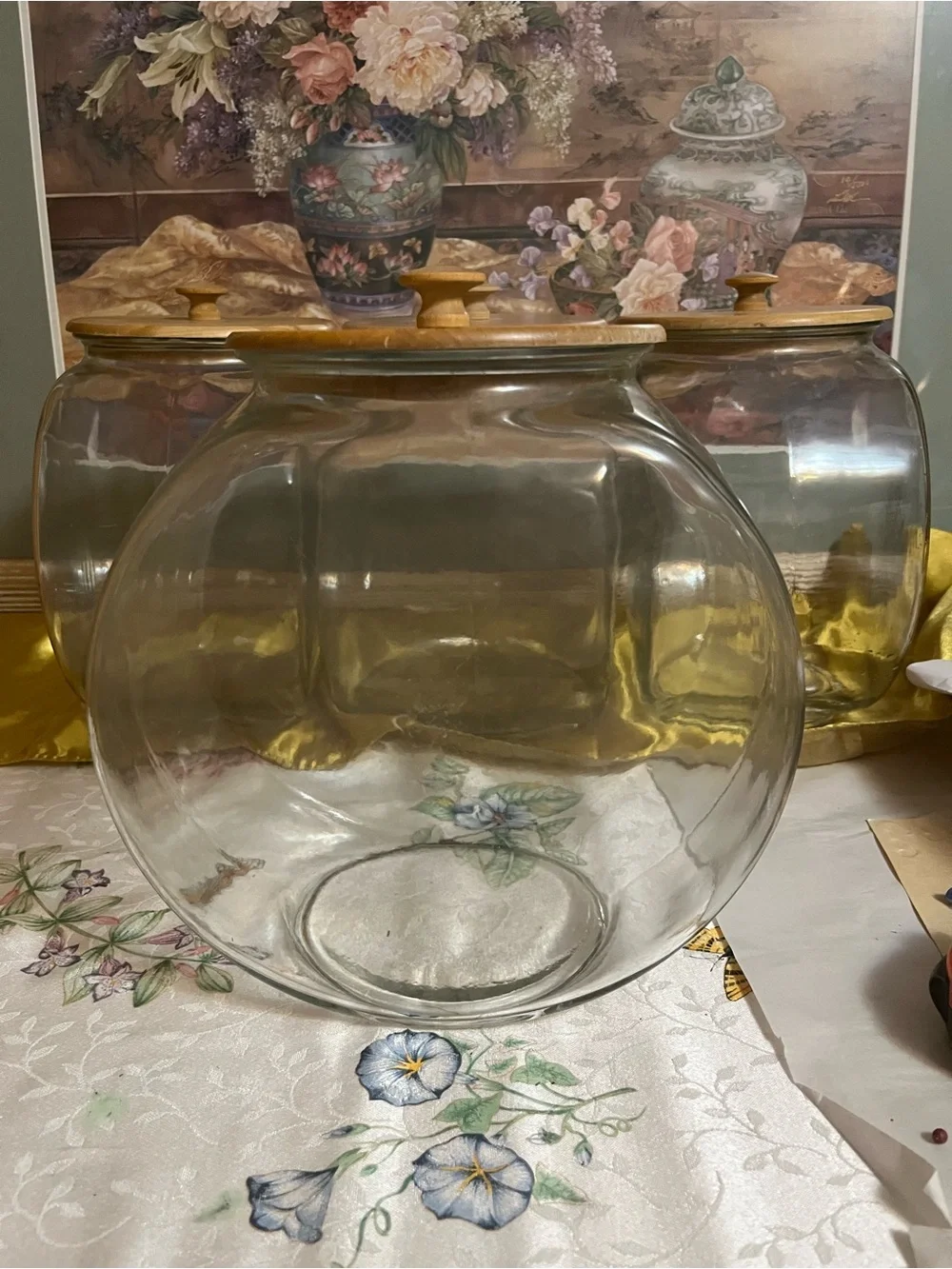 Clear Glass Canister with Wood Lid - Natural Wood Color